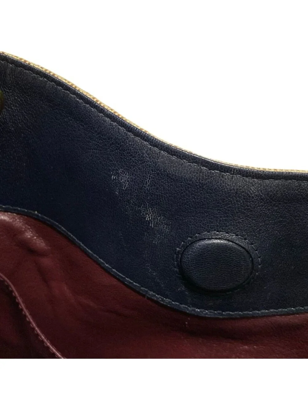 Gucci Tote Bag Horsebit Beige Dark Navy Leather
